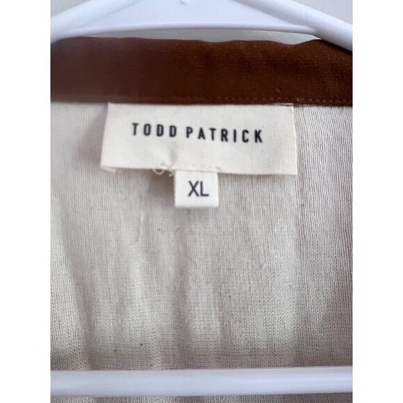 Todd Patrick Designer Cuban Shirt Button Up Brown Cream 2 Tone 2 Fabric Size XL - Picture 8 of 10